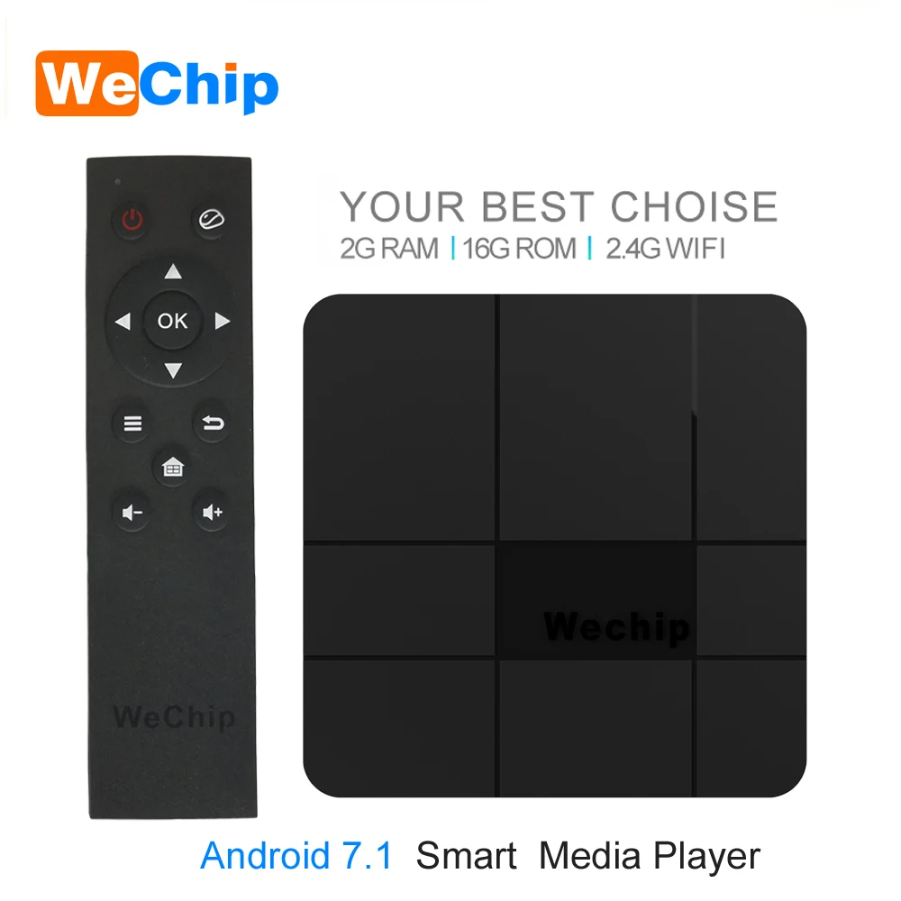 Wechip V8 Smart Android 7,1 ТВ приставка Amlogic S905W 2 Гб 16 Гб 2,4G Wifi 4K* 30 кадров в секунду медиаплеер Google плеер YouTube телеприставка