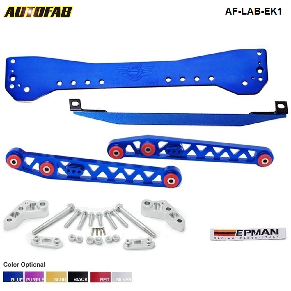 RACING POLISHED LOWER SUBFRAME TIE BAR + LOWER CONTROL ARMS COMBO  FOR CIVIC EK 96-00 AF-LAB-EK