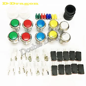 

Jamma Arcade Switch Button 12V Led Illuminated CHROME Plated Push Button with Microswitch for DIY Game parts Pause Start Credit