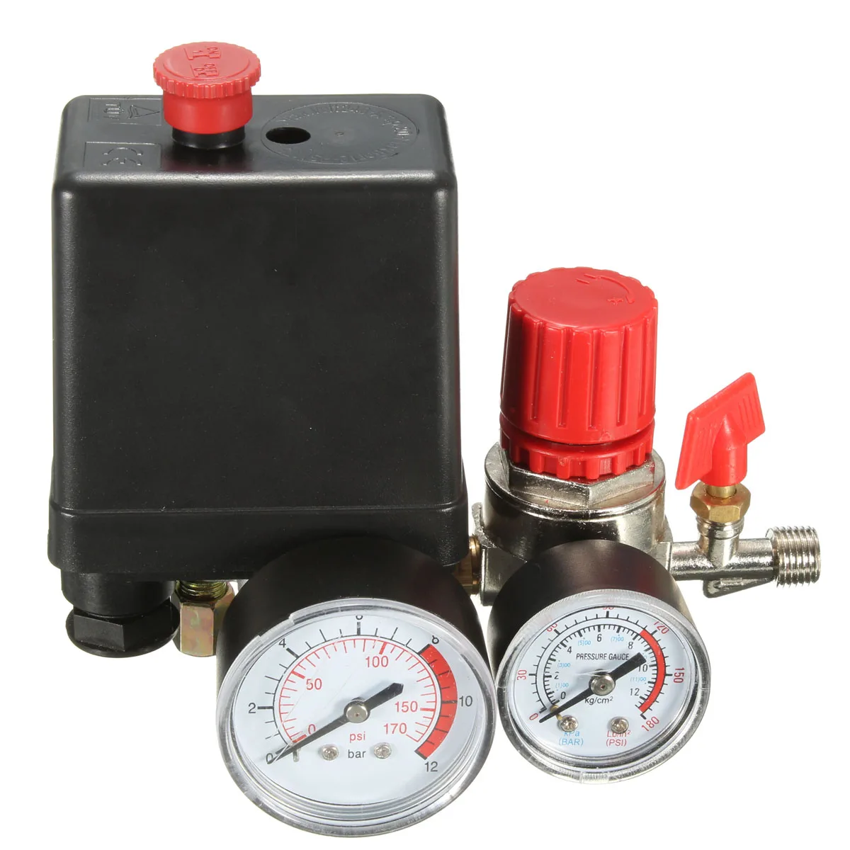 Переключатель давления клапан коллектор регулятор манометры для воздушного компрессора 7,25-174 PSI Регулируемый переключатель давления для воздушного компрессора