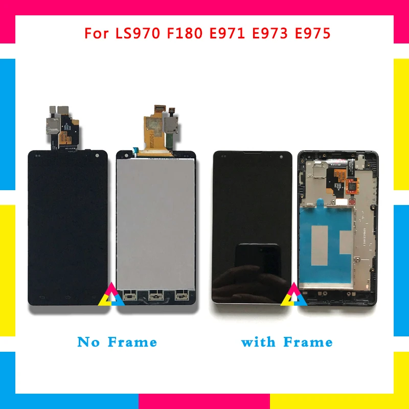 

5pcs LCD Display Screen With Touch Screen Digitizer Assembly For LG Optimus G LS970 F180 E971 E973 E975 No Frame or with Frame