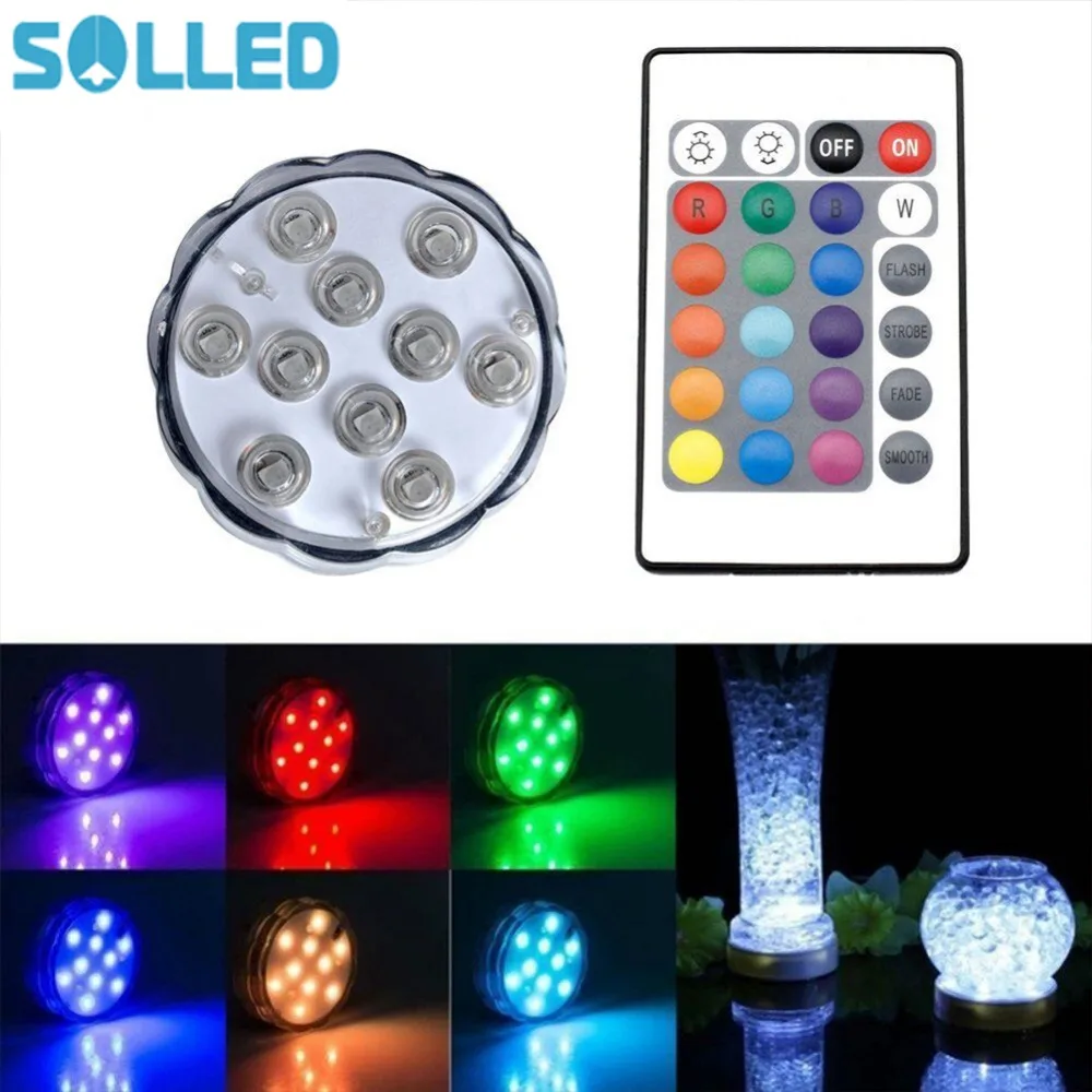 SOL светодиодный 1 шт. пульт дистанционного управления RGB погружной светодиодный ваза-лампа подводный светильник для свадебной вечеринки фестиваль украшения бассейна