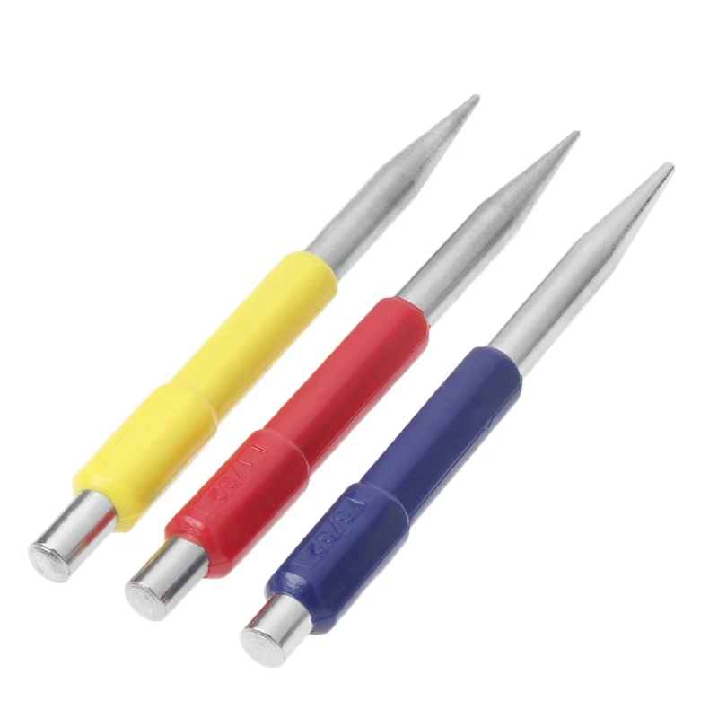 

3 Pcs 1/32"-3/32" Center Punches with Rubber Handle Positioning Chisel Mark Hole #Aug.26
