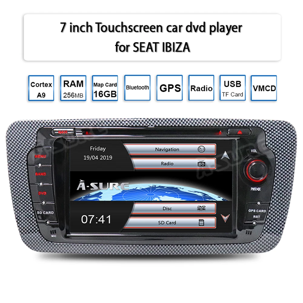 Cheap A-sure 2 Din Car Auto Radio GPS DVD Player Navigation For Seat Ibiza 2009 2010 2011 2012 2013 with GPS 3G Bluetooth Multimedia 4