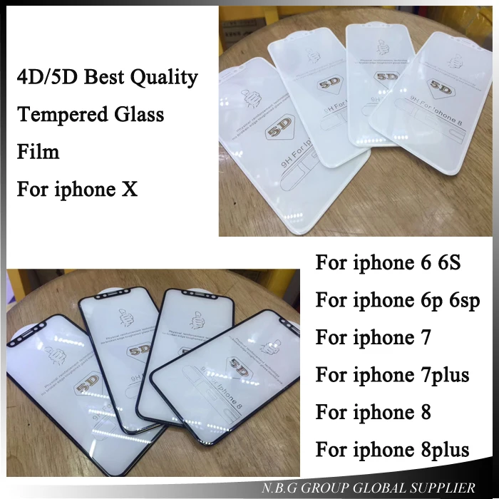 100 шт 9H 4D изогнутый край Полное покрытие закаленное стекло для iphone 6 iPhone 7 X 8 s plus