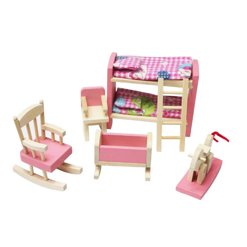 ديي اليدوية دمية منزل مصغرة نوم أثاث خشبي مجموعة هدايا للأطفال أطفال دور نتظاهر اللعب لعبة