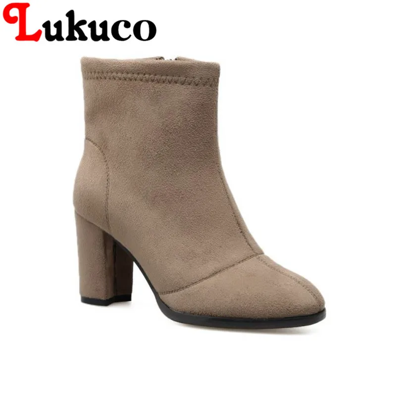 

2017 EUR size 37 38 39 40 41 Lukuco women boots elegant style zipper design square heel high quality lady shoes free shipping