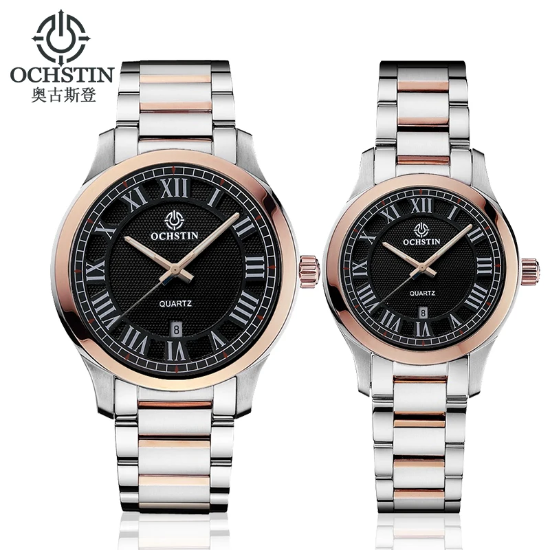 

OCHSTIN Brand Mens Watches Full Steel Luxury Calendar Display Ladies Quartz Watch Waterproof Men Womens Lovers Wristwatches Gift