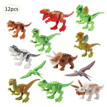 

12pcs/set Dinosaurs Animal Building Blocks Series Assembling Blocks Dinosaur Assembly Building DIY Puzzle Package