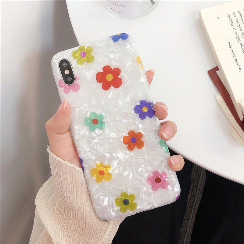 Модный цветочный чехол для Iphone X Xs Max Xr Блестящий сверкающий мягкий из ТПУ 6s 7 8plus |