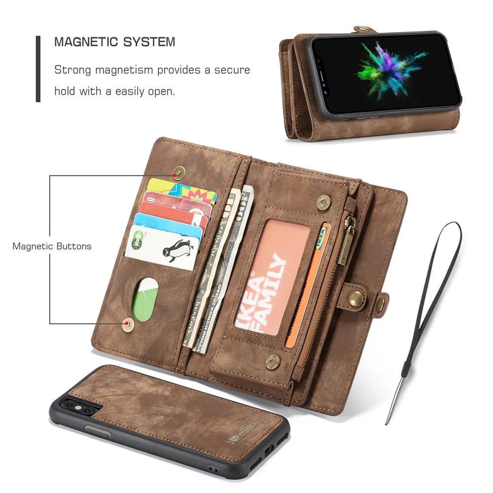 Чехлы для телефонов, сумки для iPhone XS Max, Роскошный Ретро Чехол из искусственной кожи на молнии, кошелек, карта, Магнитный чехол из ТПУ для iPhone XR X 10, чехол