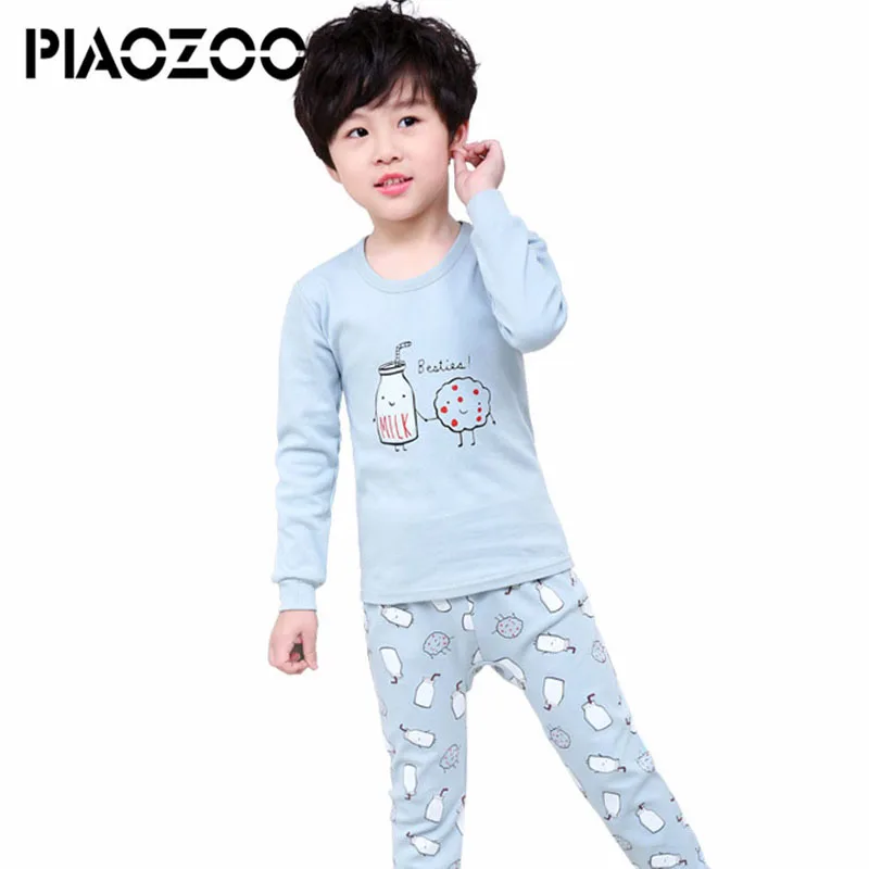 

2018 children Autumn Pajamas clothing Set Boys & girls Cartoon Sleepwear Suit Set kids long-sleeved+pant 2-piece baby clothesP25