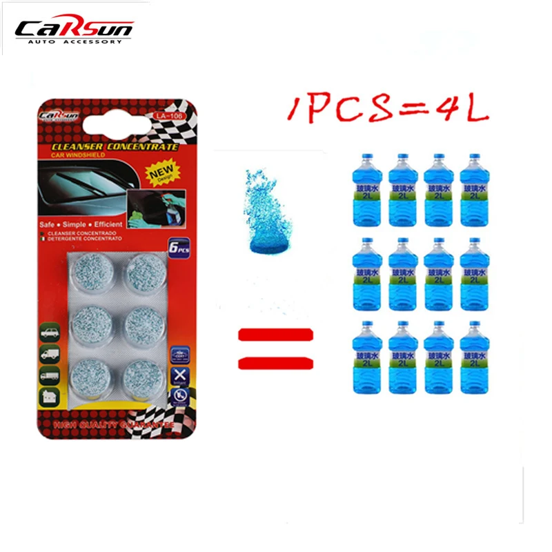 6PCS/Pack(1PCS=4L Water) Brand New Car Solid Wiper Fine Car Auto Window Cleaning Car Windshield Glass Cleaner