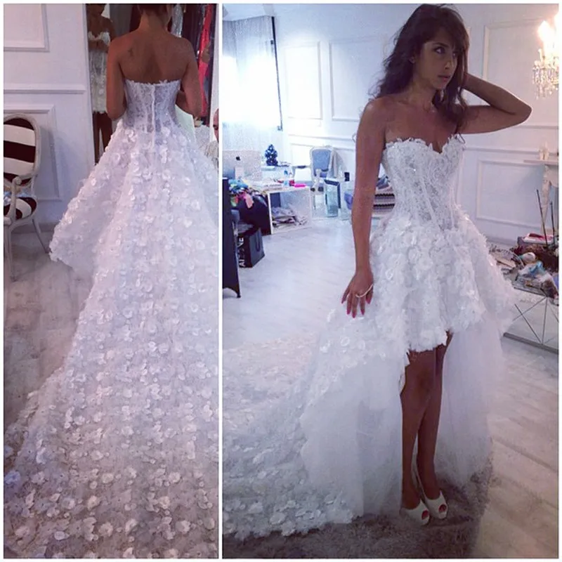 2017-Vestido-De-Noiva-Sweetheart-Sleeveless-Short-Front-Long-Back-Wedding-Dresses-With-Handmade-Flowers-Robe