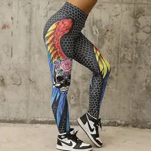 CHRLEISURE, соты, Череп, леггинсы для фитнеса, одноцветные, сексуальные, модный принт, леггинсы, полиэстер, крылья, высокая талия, женские леггинсы