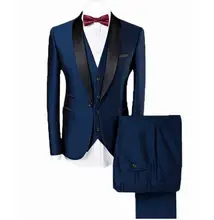 Men`s 3-Pieces Suit Slim Fit Shawl Lapel One Button Vested Dress Suit Set Blazer Men`s 3-Pieces Suit Slim Fit Shawl Lapel One Button Vested Dress Suit Set Blazer