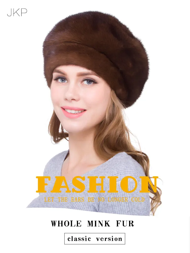 100%Natural Mink Fur Women's Hat Fashion Hat Women's Solid Cap Bomb Cap Women's Warm Earmuffs Discount Winter Hot DHY18-18