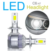 2 pcs H7 C6 10800LM 6000 k 120 w COB LEVOU Kit de Luz Do Farol Do Carro Lâmpadas Hi/Lo Turbo lâmpadas de luz