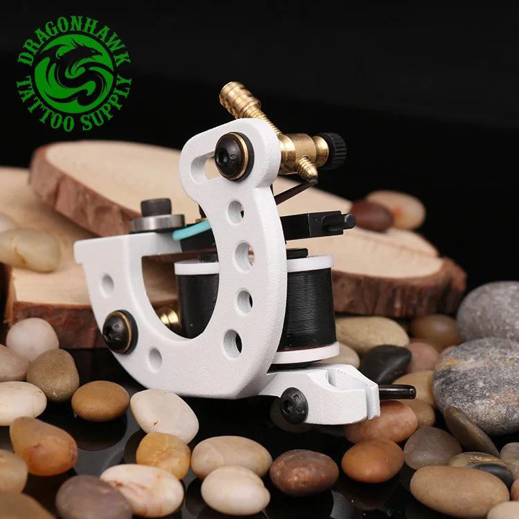Professional Wire Cutting Tattoo Machine 10 Wraps Coil Tattoo Gun For Shader And Liner White Color