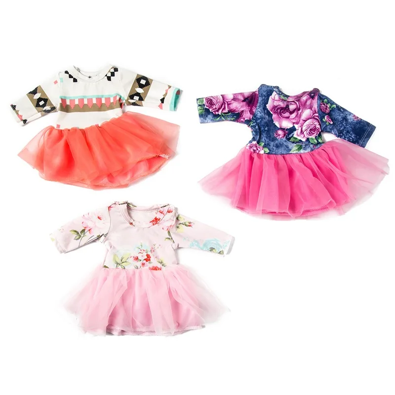 Кукольная одежда для девочек; Новинка; красивое трикотажное праздничное платье принцессы с принтом для девочек 18 дюймов; Одежда для девочек; Детские кукольные аксессуары; подарки