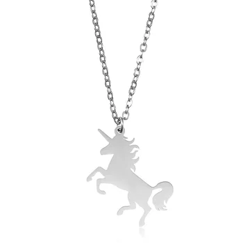 

Wholesale Fashion Stainless Steel Necklace Unicorn Pendant Necklace Statement Jewelery Cute Animal Necklace Personality Gift