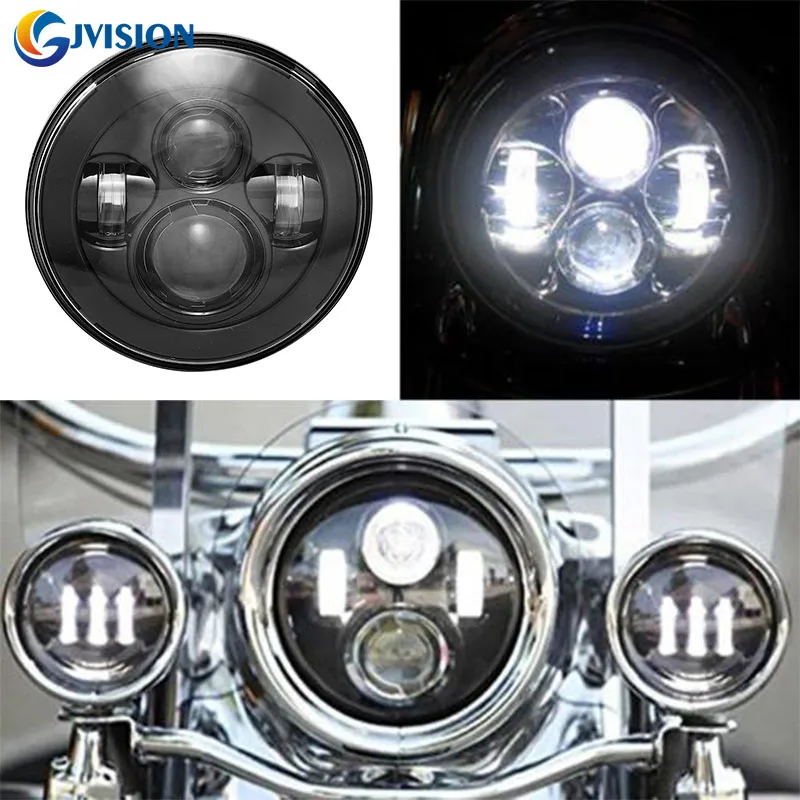 

Motor Accessroies 7" inch 40W LED Headlamp Black Projector Headlight for Harley Street Glide Softail FLHX FLD