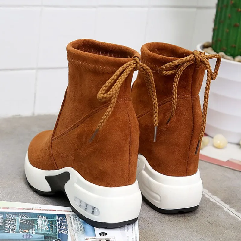 COOTELILI Fashion Increasing Shoes Women High Heels Ankle Boots For Women Autumn Winter Rubber Boots Women Pumps Ladies 35-39 (6)