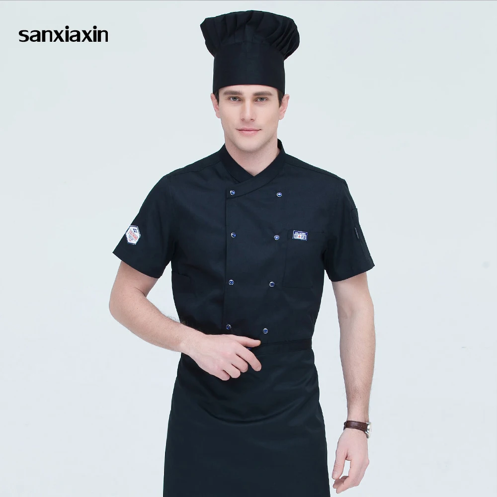 

sanxiaxin Food Service restaurant uniforms shirts 4-colors sleeved Double-breasted hotel Kitchen Chef Jacket work clothes men