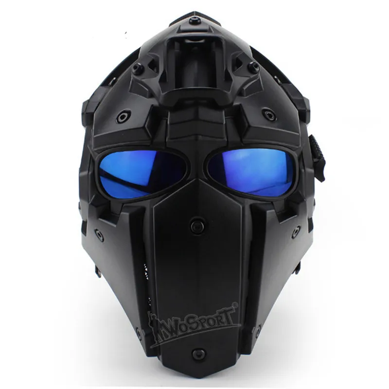 

WoSporT Tactical Sports Safety Helmets fit 54cm-64cm Head 5 Goggle Lenses+Inner Fans System DIY Paintball Airsoft Sports Helmets
