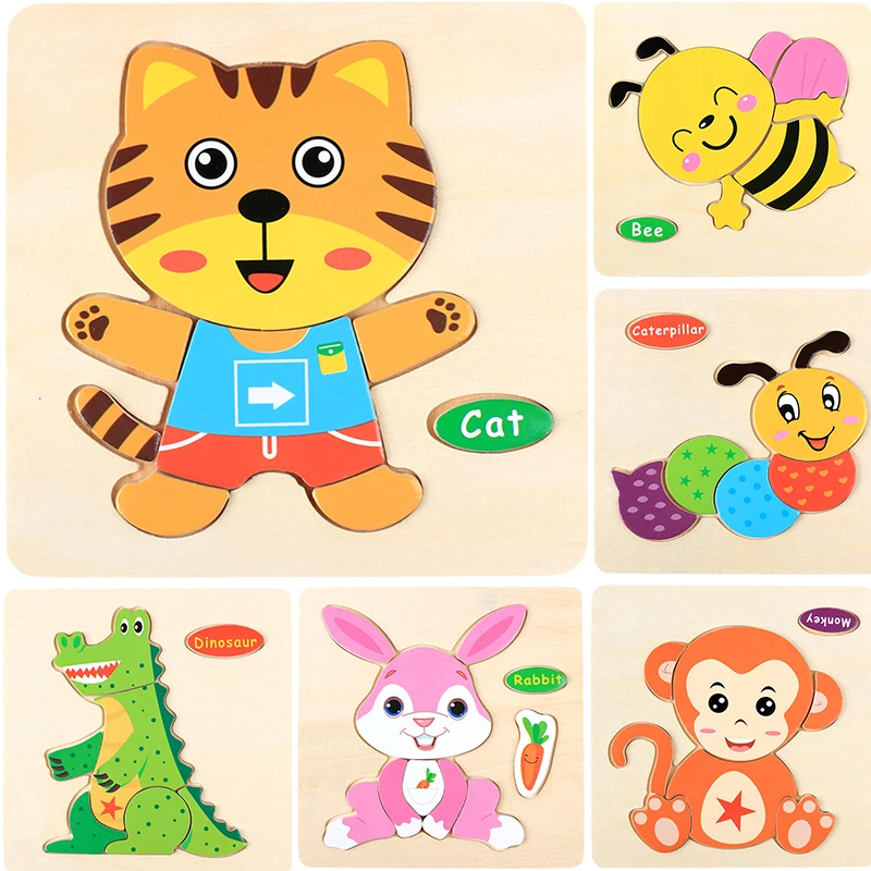 

Puzzles Wood Montessori Baby Learning Toys Fruits Cartoon Animal Puzzles A014 Educational Games For Children Kids Wooden Puzzles