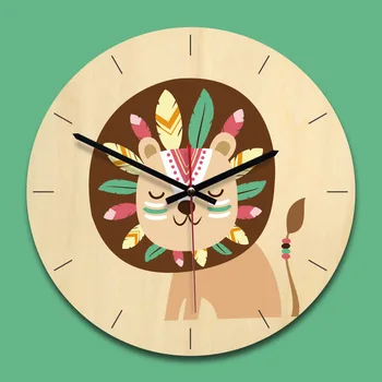 

Nordic Cartoon Wooden Wall Clock Rustic Shabby Chic Office Cafe Home Decoration Large Watch Christmas Best Gifts