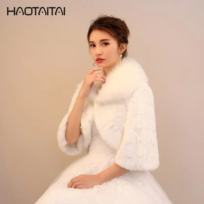 

Bridal Jackets 2018 Warm Winter Women Plus Size Wedding Shawl Bride Wrap Cape Coat Bridal Faux Fur