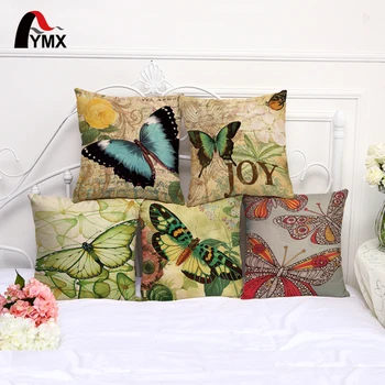 

Fashion Butterfly Cushion Cover Cotton Linen Pillow Cases For Sofa Butterfly Car Seat Home Decorative Pillowcase Accessories