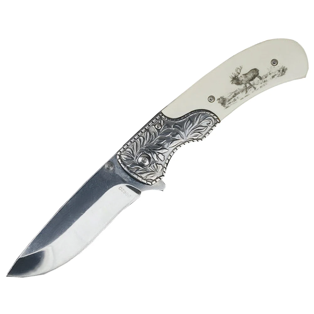 

ToughKeng Camping Knife 5Cr13Mov Stainless Steel Elk Pattern Handle Folding Blade Knife for Outdoor Survival Hot