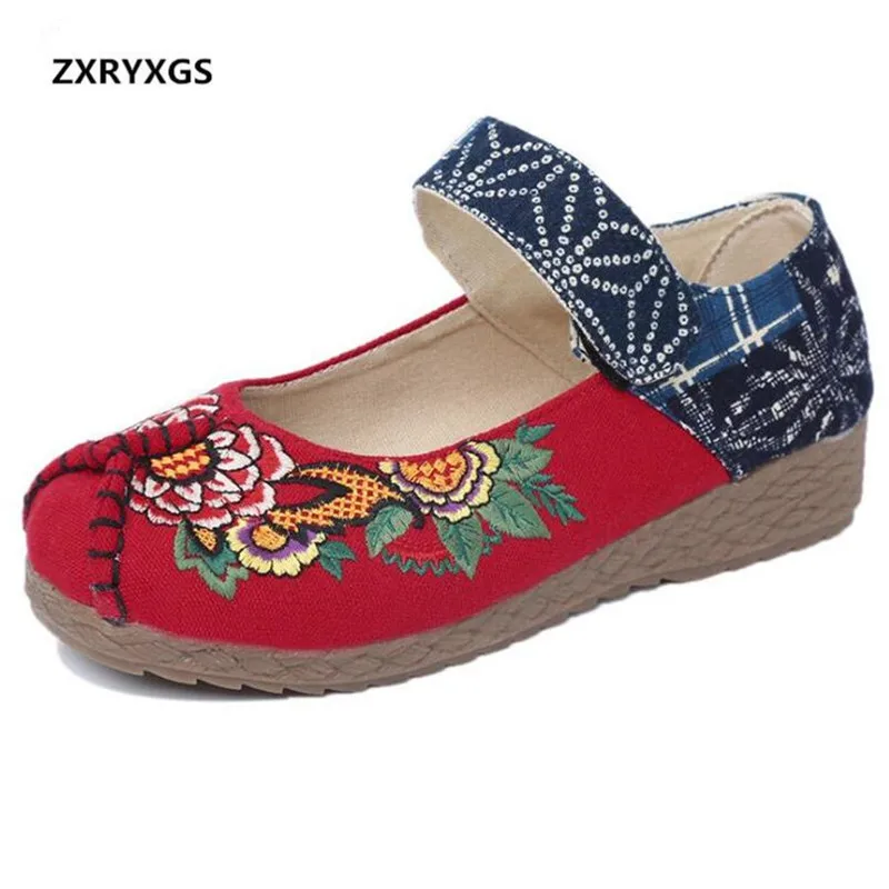 

2018 Spring and Summer Linen Embroidery Women Flat Shoes Comfortable Retro Flat Shoes Woman Cloth Casual Women Shoes
