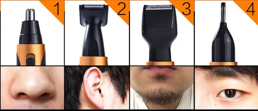 4 in 1 man grooming kit portable nose hair trimmer head beard shaver eyebrow shaver cut all in one sideburns hair clipper razor