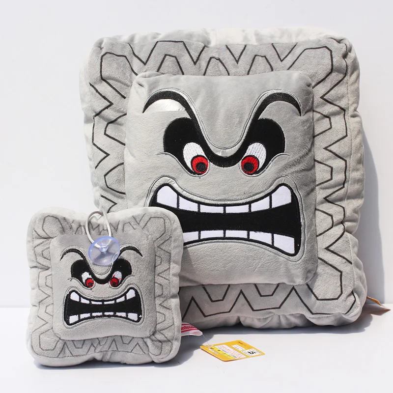 2Size 12"30cm and 6"15cm Thwomp Dossun Plush Super Mario Plush Cushion
