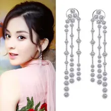 Роскошные женские серебряные серьги-гвоздики с длинной кисточкой и кубическим цирконием, вечерние, подарок