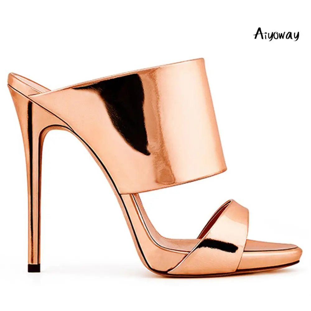 

2019 Women Shoes Peep Toe High Heels Mules Sandals Summer Spring Casual Shoes Slip On Comfortable Rose Gold Nude