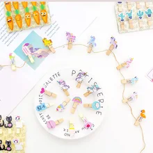 10 шт. креативные Kawaii Мини весенние деревянные клипсы единорог; Фламинго цветные скрепки для украшения бумаги фото девушка офисные канцелярские принадлежности