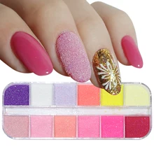 12 цветов голографический сахарный лак для ногтей Песочная Пудра Конфеты Цвет пыль Маникюр пигмент Русалка Дизайн ногтей украшения LATY-1