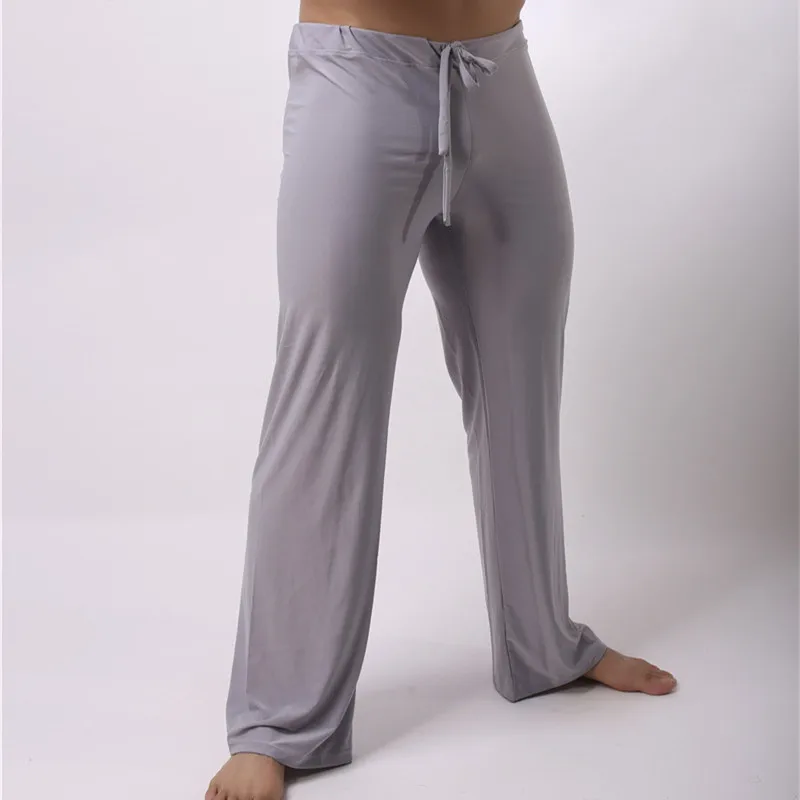Сексуальные Длинные мужские брюки полной длины мягкая легкая Пижама Ночные трусы сексуальные домашние брюки длинные брюки