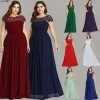 Ever Pretty Plus Size Evening Dresses 2019 New Arrival Elegant A Line Chiffon Open Back Long Lace Formal Party Gowns EP09993