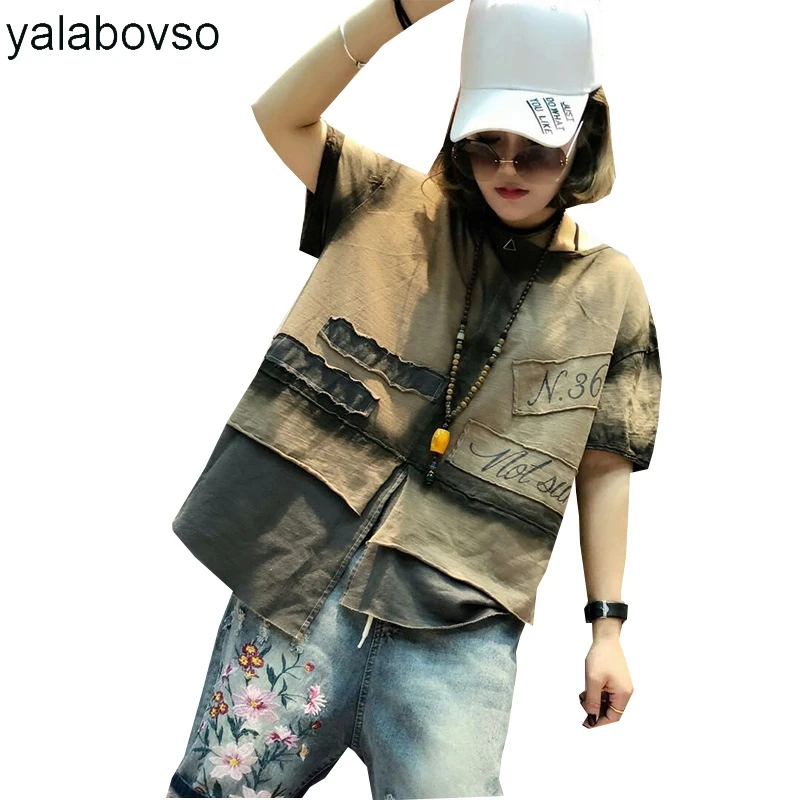 

Casual Indie Folk O Neck T shirts Female Soft Comfortable Patches Tees Short Sleeve Ladies Loose Tops 2018 Yalabovso zj z20