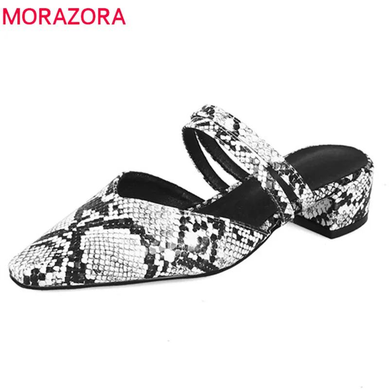 

MORAZORA 2019 newest big size 44 women slipper pu slip on summer shoes low heels shoes fashion mules party prom shoes woman