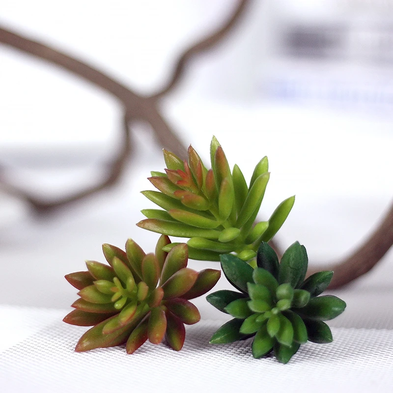 10cm Mini Artificial Green succulent plants fake Flower DIY Decorative Flower Home Balcony for home party store Decoration 1pcs