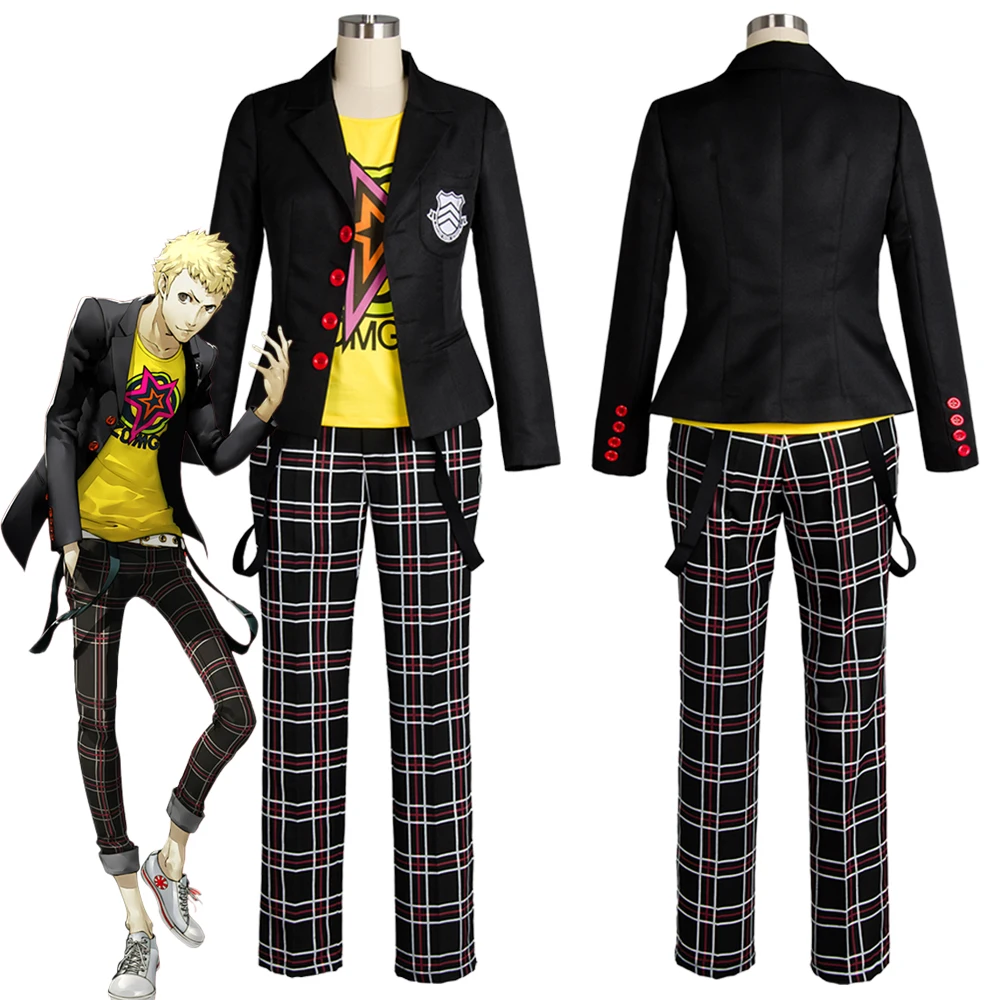 

Ryuji Sakamoto Cosplay Persona 5 Sakamoto Ryoji Cosplay Costume Outfit Attire School Uniform Halloween Carnival Costumes