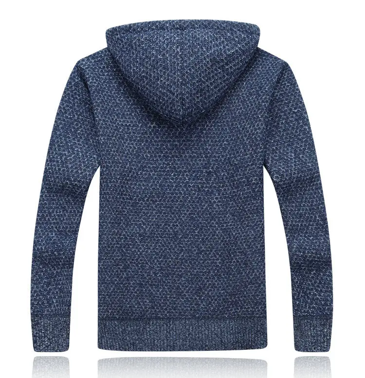 Autumn Winter Thick Warm Knitted Sweater Men Hooded Casual Solid Cardigan Men Fashion Mens Sweatercoat