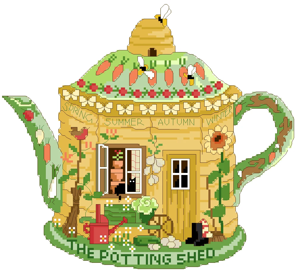 

The Potting Shed DIY Craft Stich Cross Stitch Cotton Fabric Needlework Embroidery Crafts Counted Cross-Stitching Kit