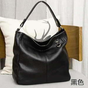 Большие женские роскошные сумки из натуральной кожи, дамские сумки Хобо на плечо, женская сумка через плечо, модные сумки - Цвет: Black
